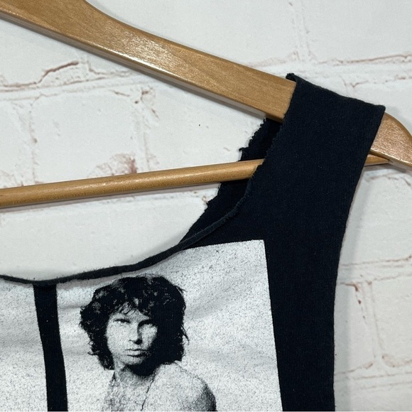 Vintage Jim Morrison Tank Top Womens Medium Black Sleeveless Band Double Sided - Picture 9 of 12